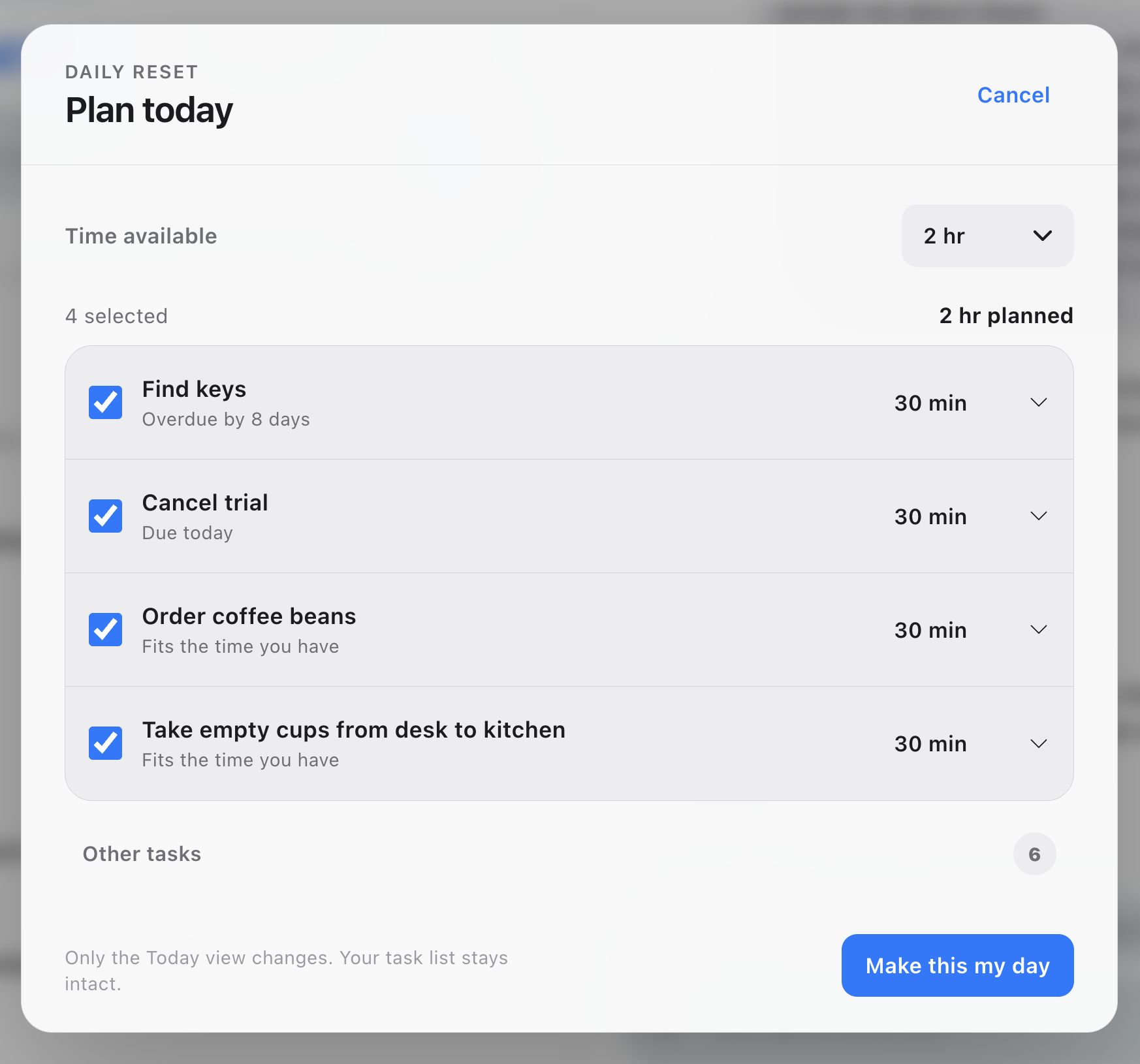 Plan my day feature demonstration